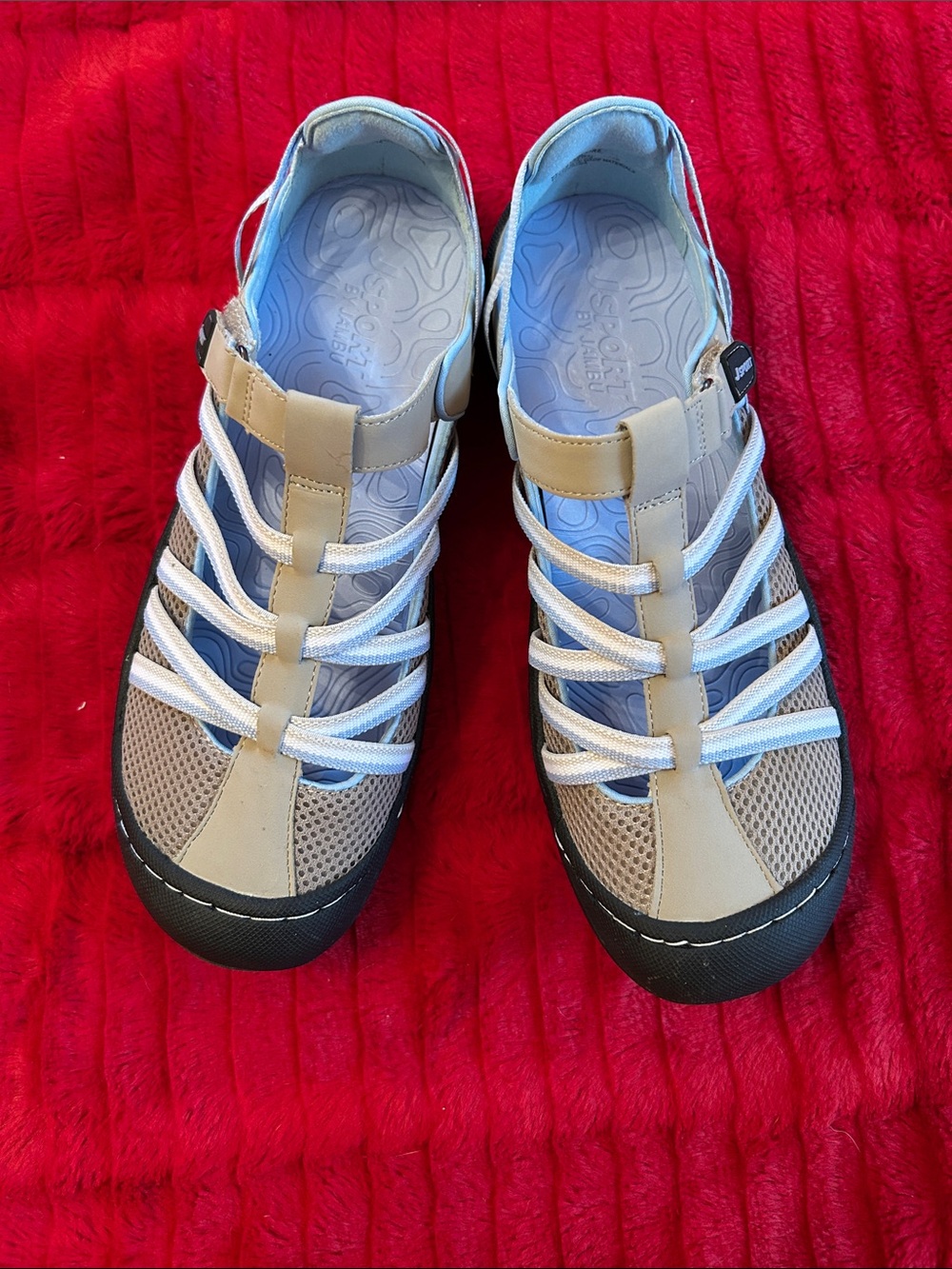 JSport by Jambu Beige and Light Blue Strappy Sport Sandals